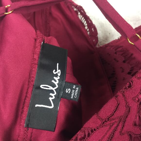 Lulus Flirting with Desire Burgundy Lace Bodycon Dress Small Whimsigoth Cocktail - Picture 5 of 13